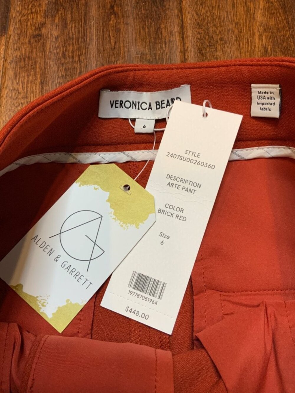 Veronica Beard Brick Red Arte Cropped Pants NWT $448, Size 6 - Picture 4 of 8